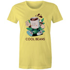 Cool Beans, Coffee - Womens T-shirt Yellow Womens T-shirt Coffee Printed In Australia
