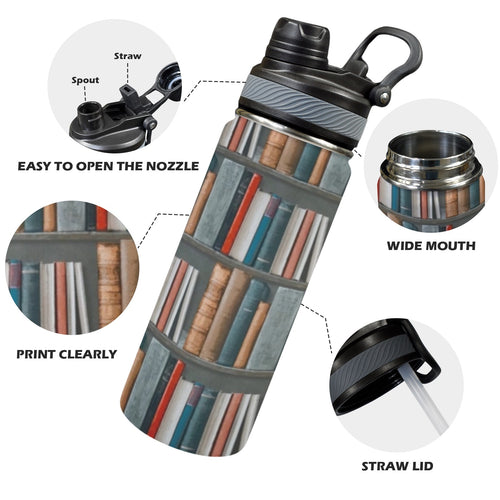 Books - Insulated Water Bottle with Dual-Use Lid (18oz) Insulated Water Bottle with Dual-Use Lid (18oz) Printed Offshore Reading