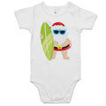 Surf Santa - Baby Bodysuit White Baby Christmas Bodysuit Christmas Printed In Australia