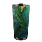 Tropical Leaves - 20oz Mobile Tumbler with Lid (Black Lock) 20oz Travel Mug Plants Printed Offshore