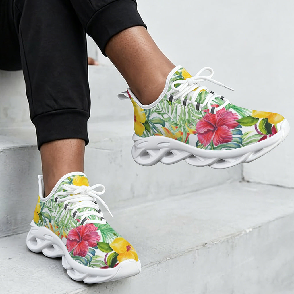 Tropical Flowers On White Women's Twisted Sole Sneakers