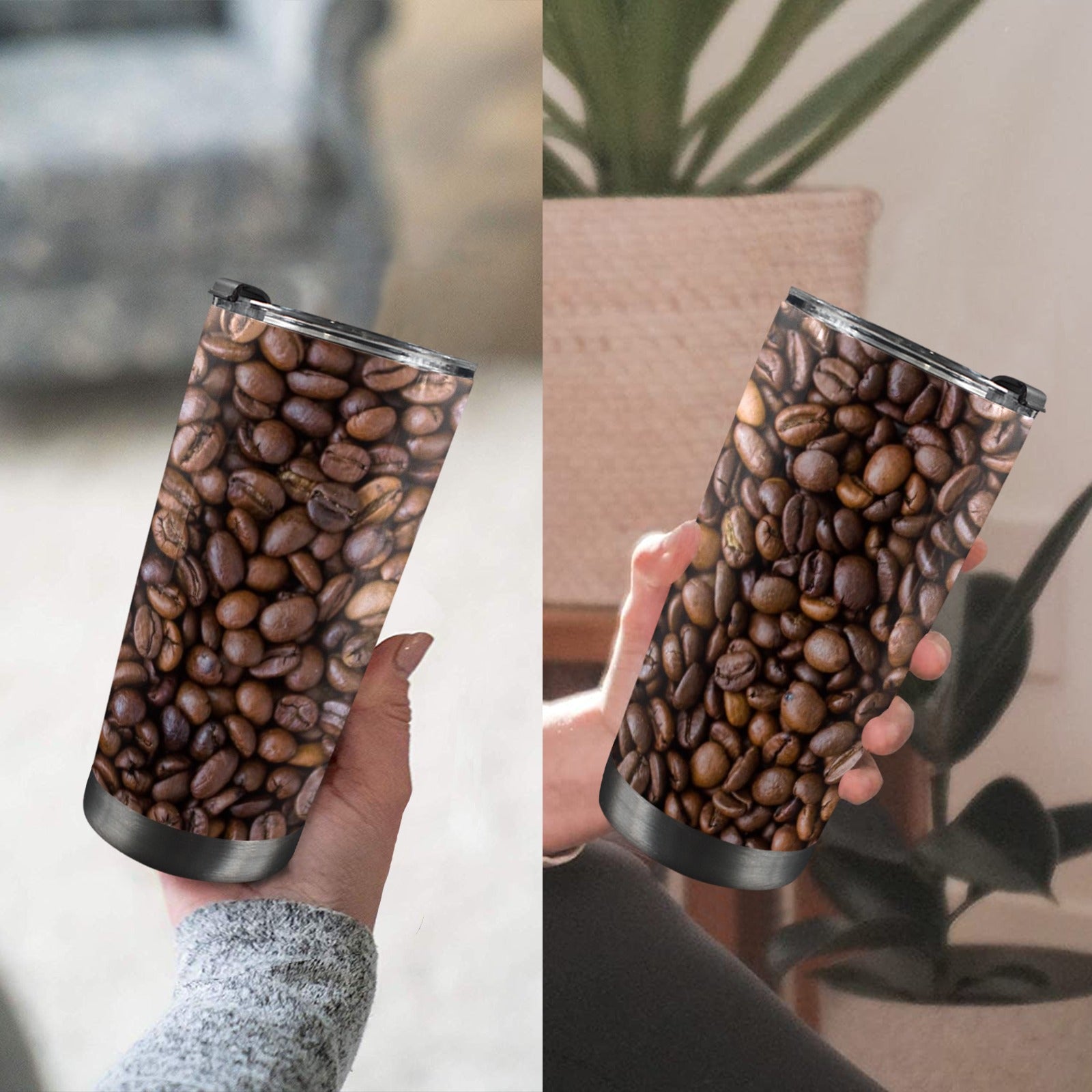 Coffee Beans - 20oz Mobile Tumbler with Lid (Black Lock) 20oz Travel Mug Coffee Printed Offshore