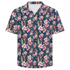 Dark Hawaiian Floral Men's Crinkle Hawaiian Shirt