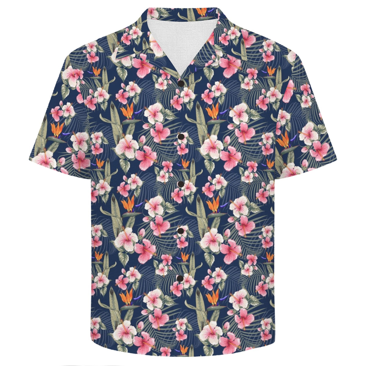 Dark Hawaiian Floral Men's Crinkle Hawaiian Shirt