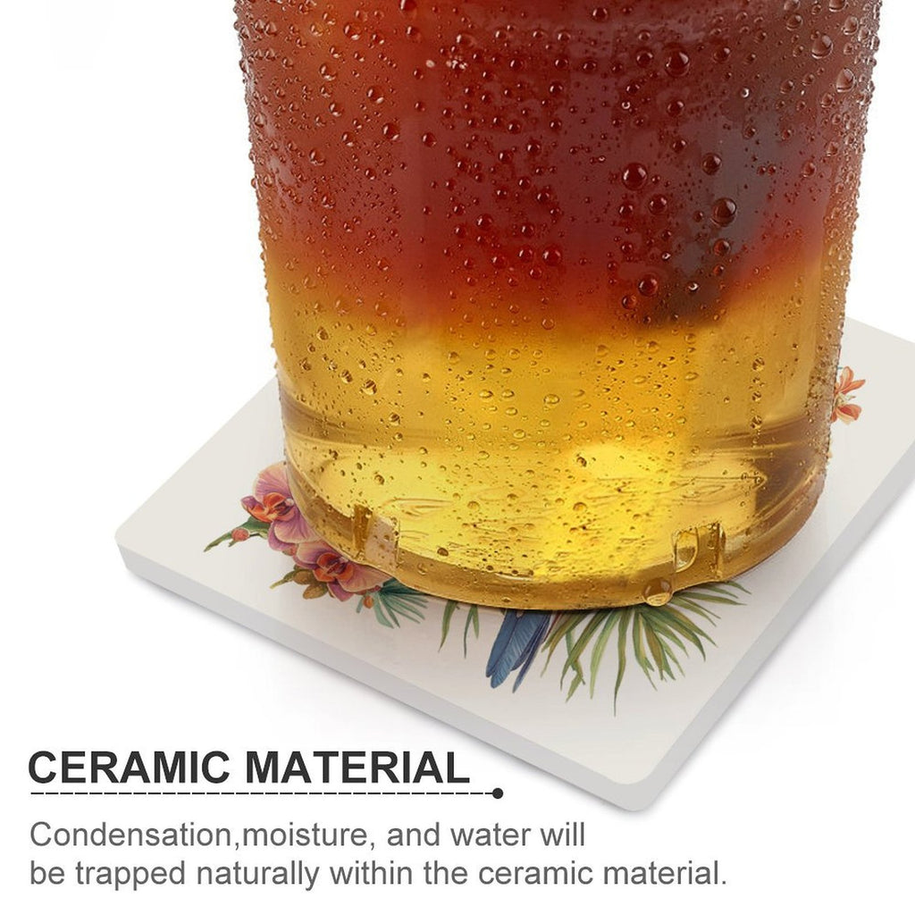 Cockatoo - Ceramic Coasters (Square) Ceramic Coasters animal Printed Offshore