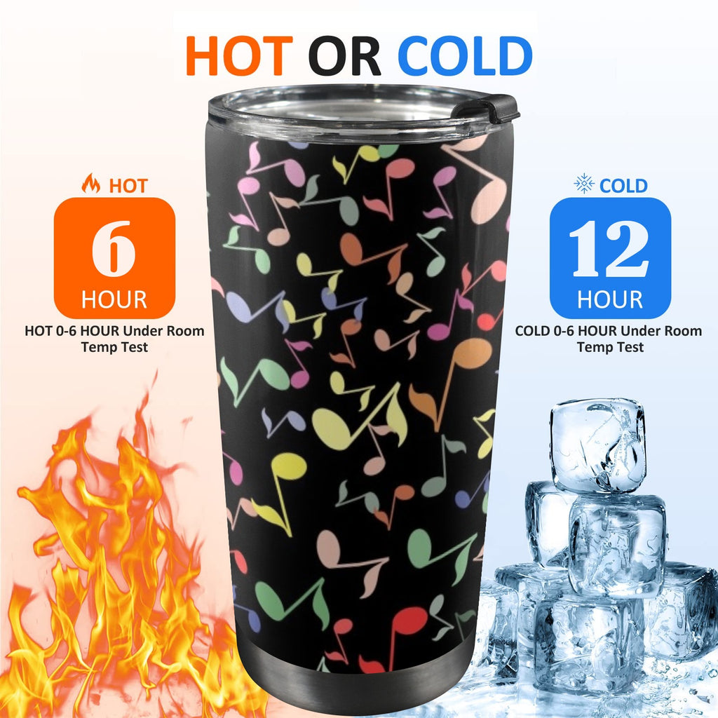 Quavers, Music Notes - 20oz Mobile Tumbler with Lid (Black Lock) 20oz Travel Mug Music Printed Offshore