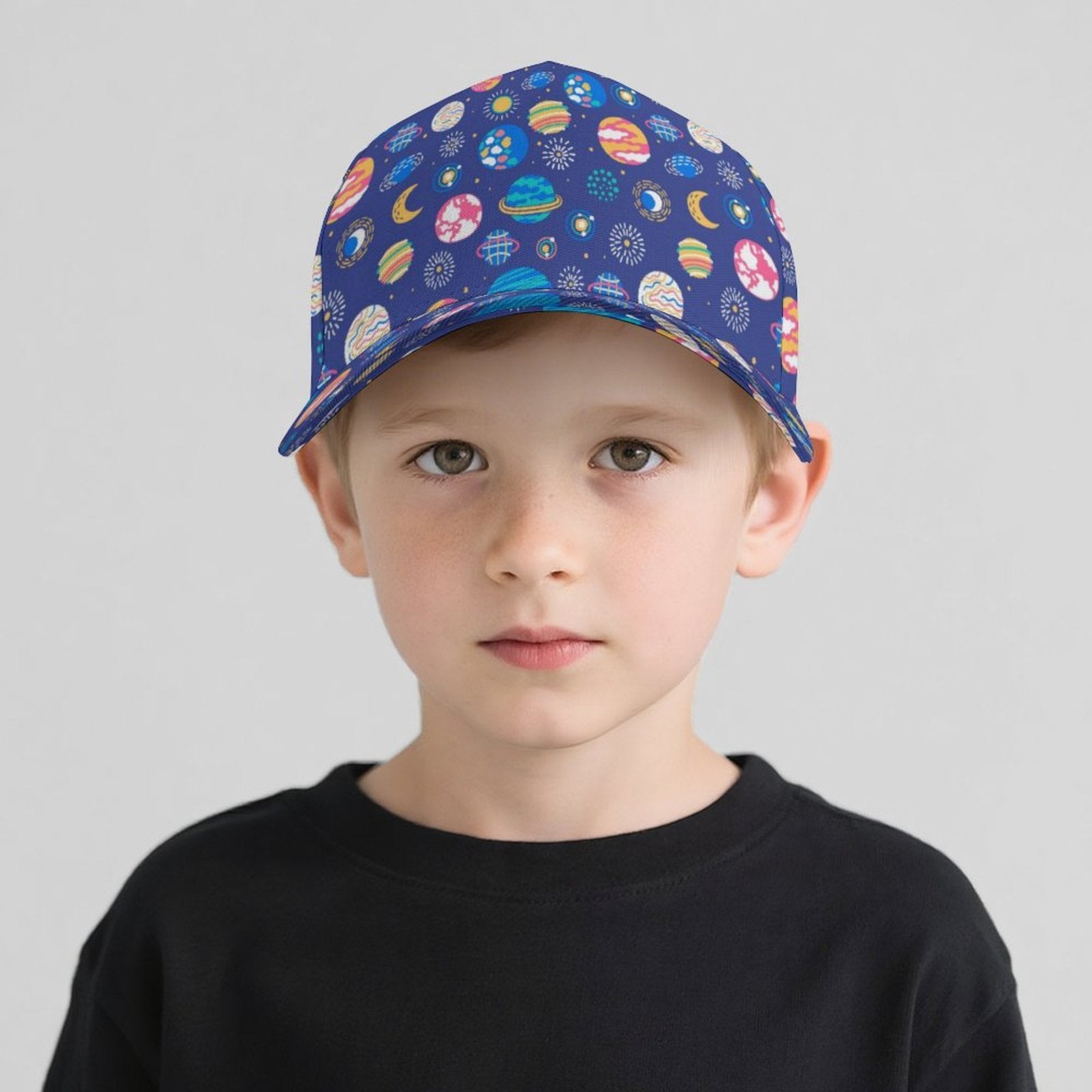 Planets On Blue Kids Baseball Cap Kids Baseball Hat Printed Offshore Space