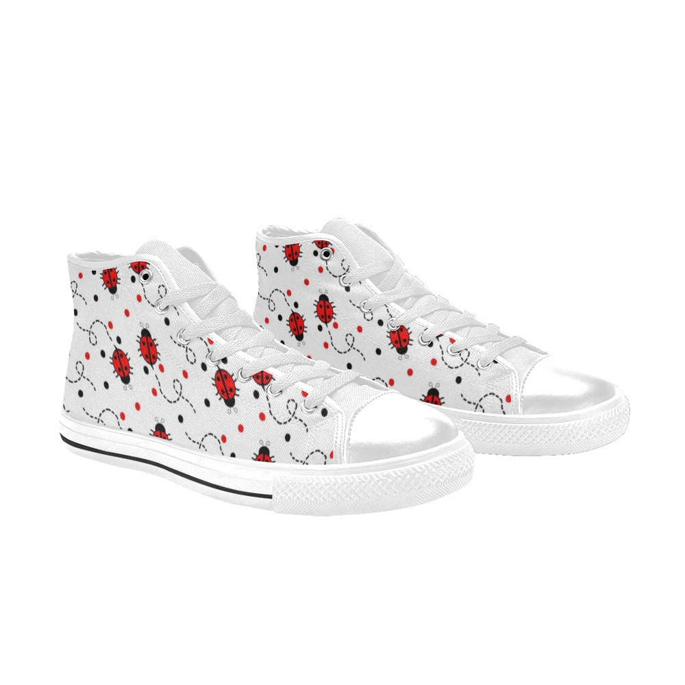 Ladybugs On The Move - Kids High Top Canvas Shoes