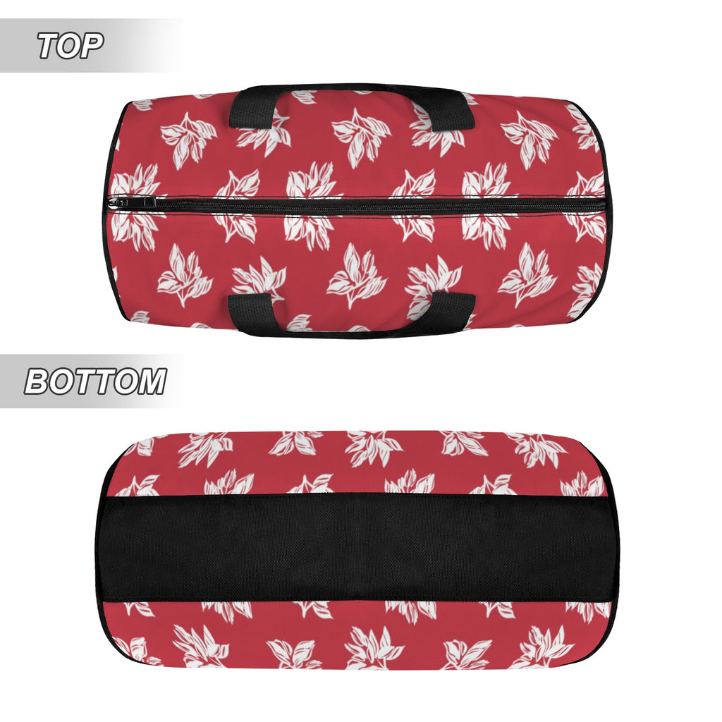 Red Retro Foliage Duffle Bag Duffle Bag Printed Offshore