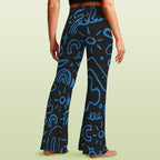 Blue Squiggle High Waist Crossover Tummy Control Flare Leggings High Waist Flare Leggings Printed Offshore