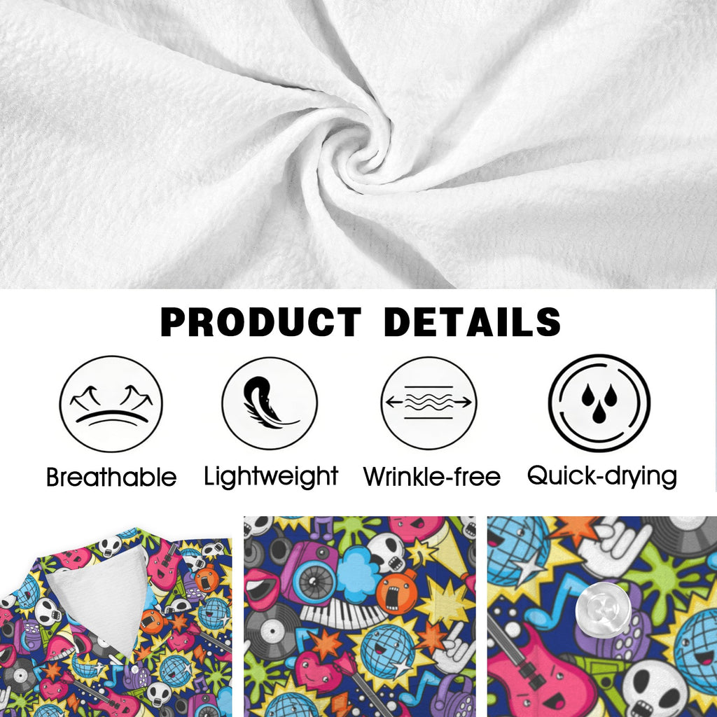 Sticker Music Men's Crinkle Hawaiian Shirt