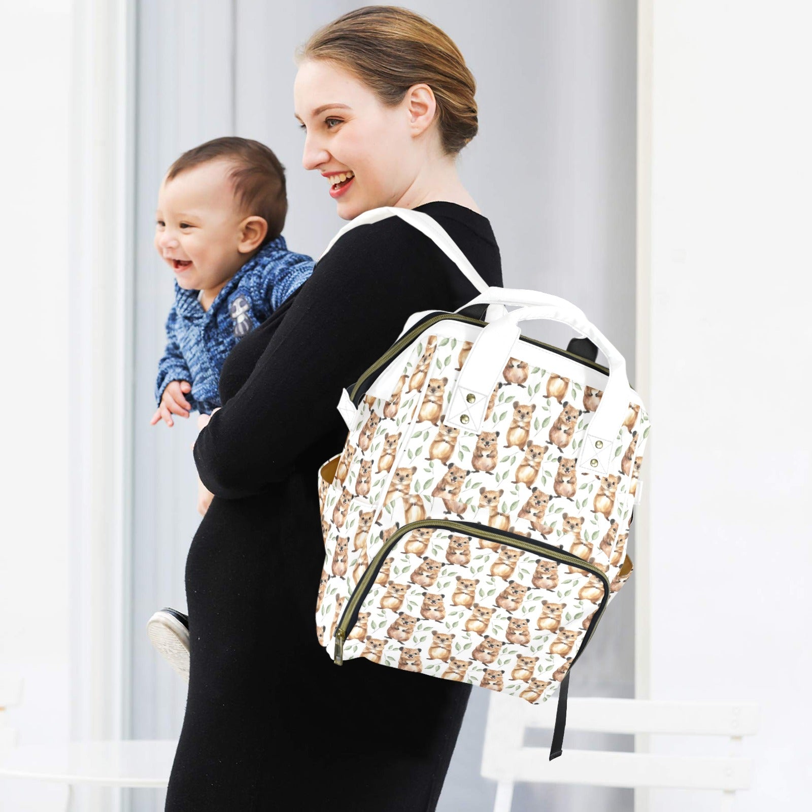 Quokkas Multi-Function Backpack, Nappy / Diaper Bag Multi-function Backpack, Nappy / Diaper Bag animal Australia Printed Offshore