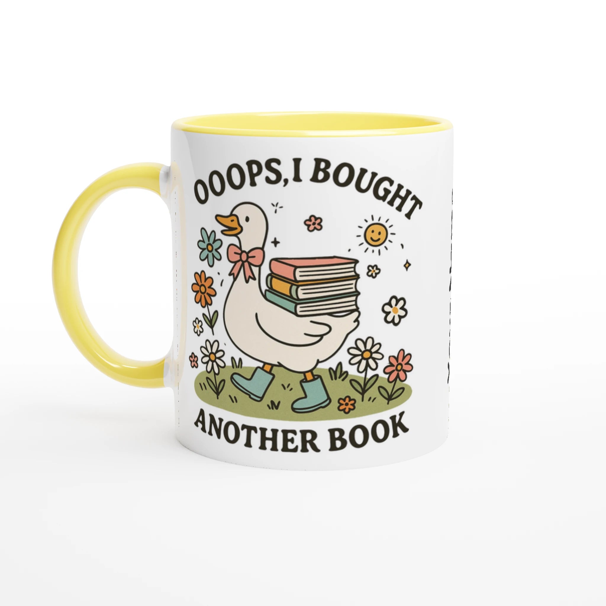 Personalised - Oops, I Bought Another Book - White 11oz Ceramic Mug with Colour Inside Ceramic Yellow Personalised 11oz Mug animal customise Globally Fulfilled personalise Reading
