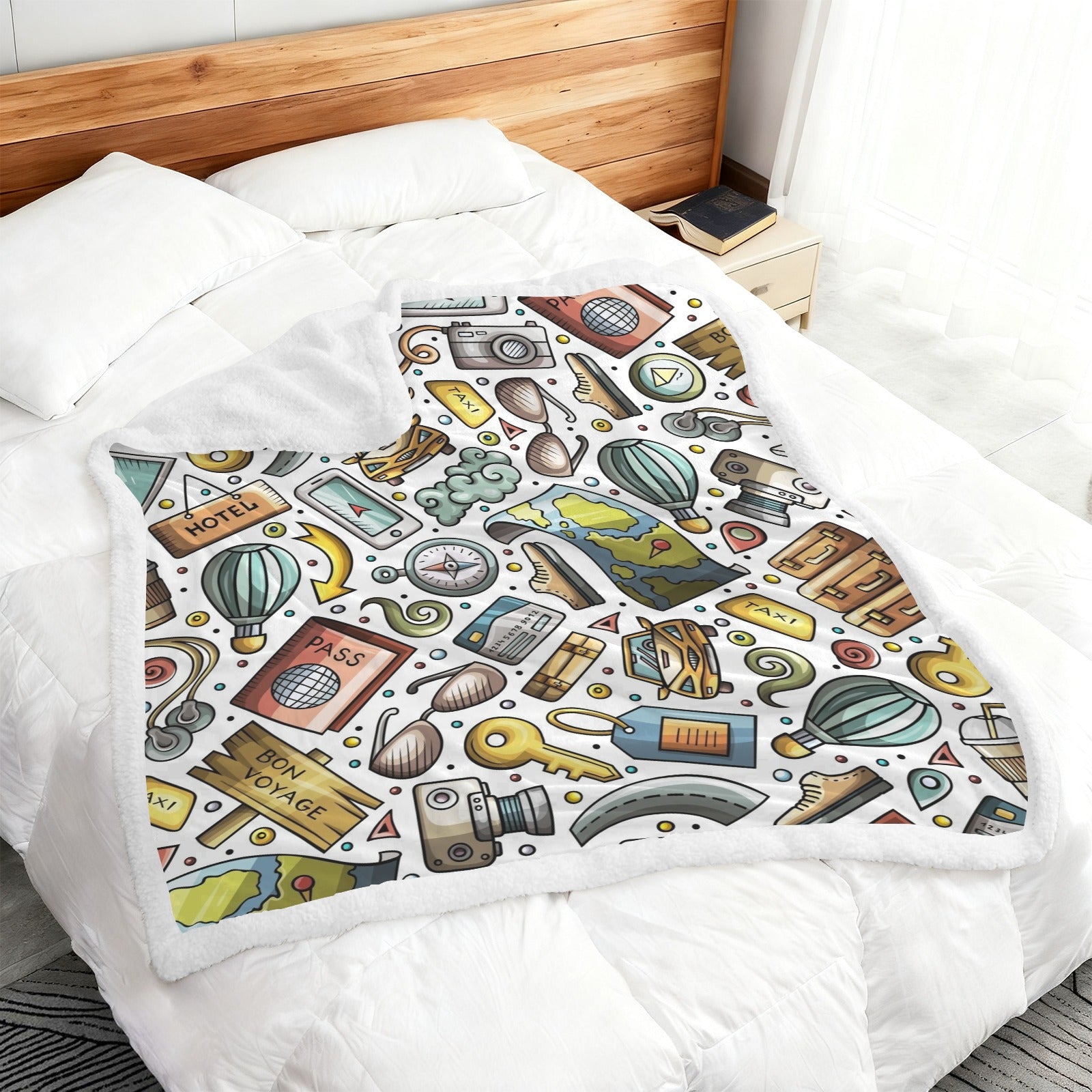 Travel Montage - Double-Layer Fleece Blanket 51"x59"