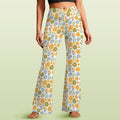 Retro Boho Flower High Waist Crossover Tummy Control Flare Leggings 5XL High Waist Flare Leggings Plants Printed Offshore