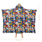 Comic Book Blue Kids Hooded Blanket 100cm x 130cm Kids Hooded Blanket comic Printed Offshore