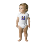 Monster Initial - Personalised Classic Baby Short Sleeve Bodysuit Personalised Baby Bodysuit customise Globally Fulfilled personalise