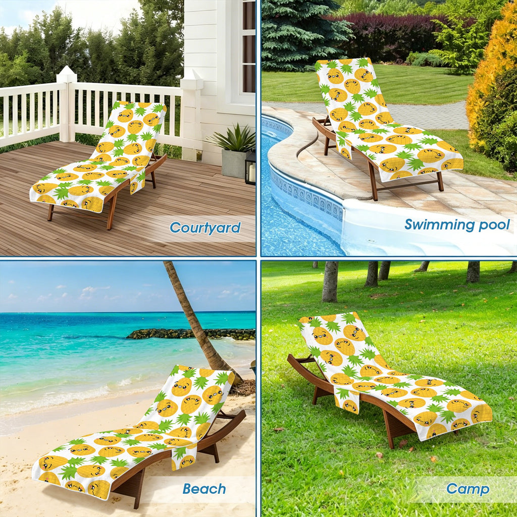 Cool Pineapples Beach Chair Towel Cover with Side Pockets