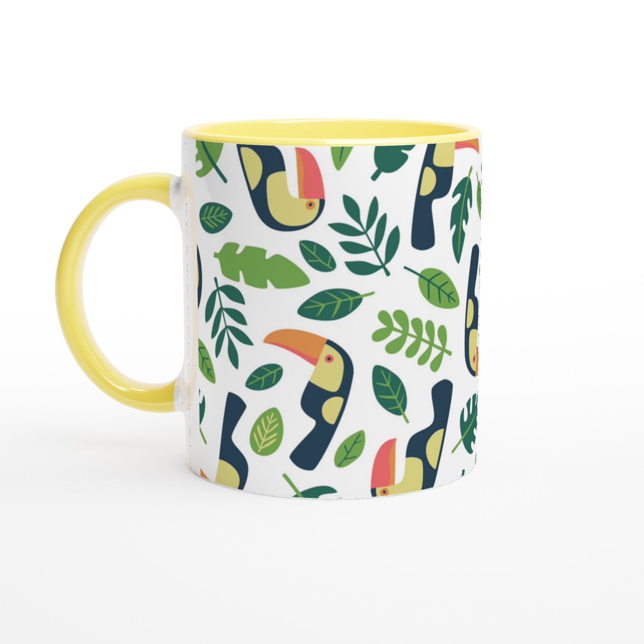 Toucans - White 11oz Ceramic Mug with Colour Inside Ceramic Yellow Colour 11oz Mug Globally Fulfilled