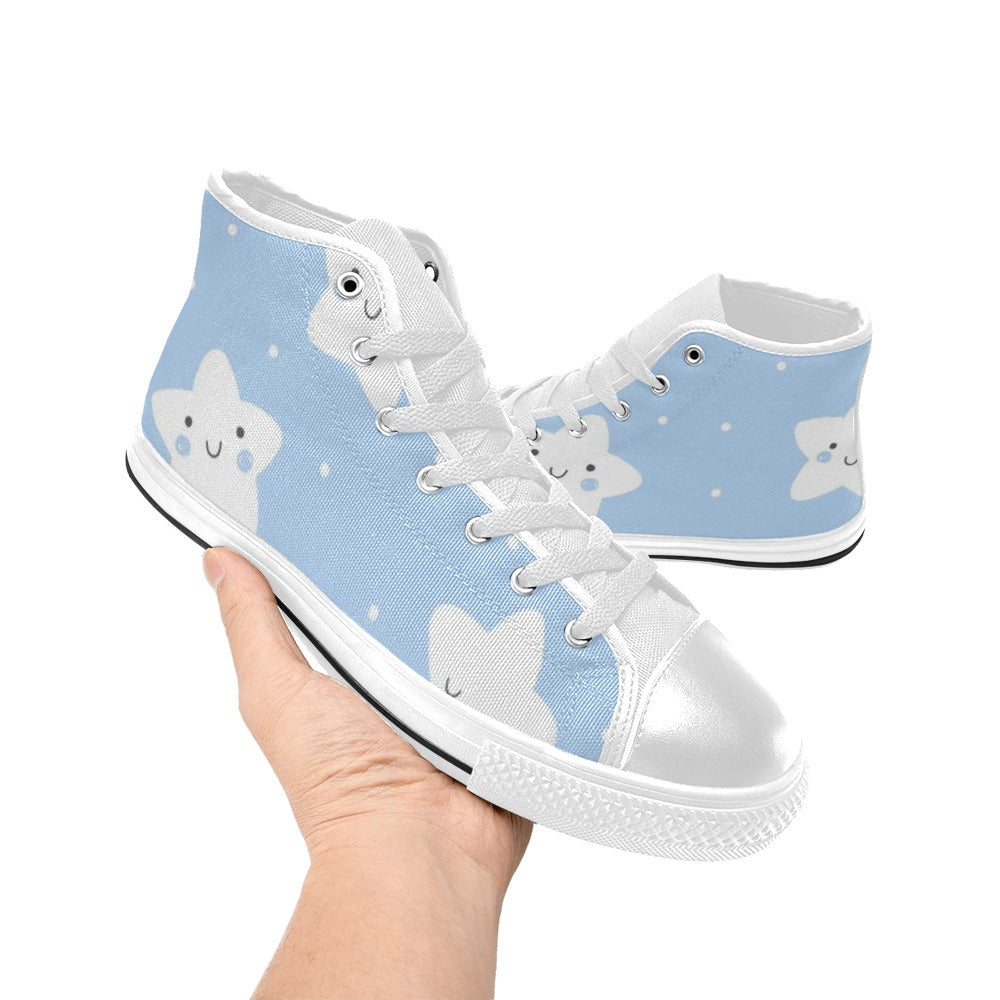Happy Stars - Kids High Top Canvas Shoes