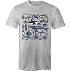 Sea Creatures - Mens T-Shirt Grey Marle Mens T-shirt animal Printed In Australia