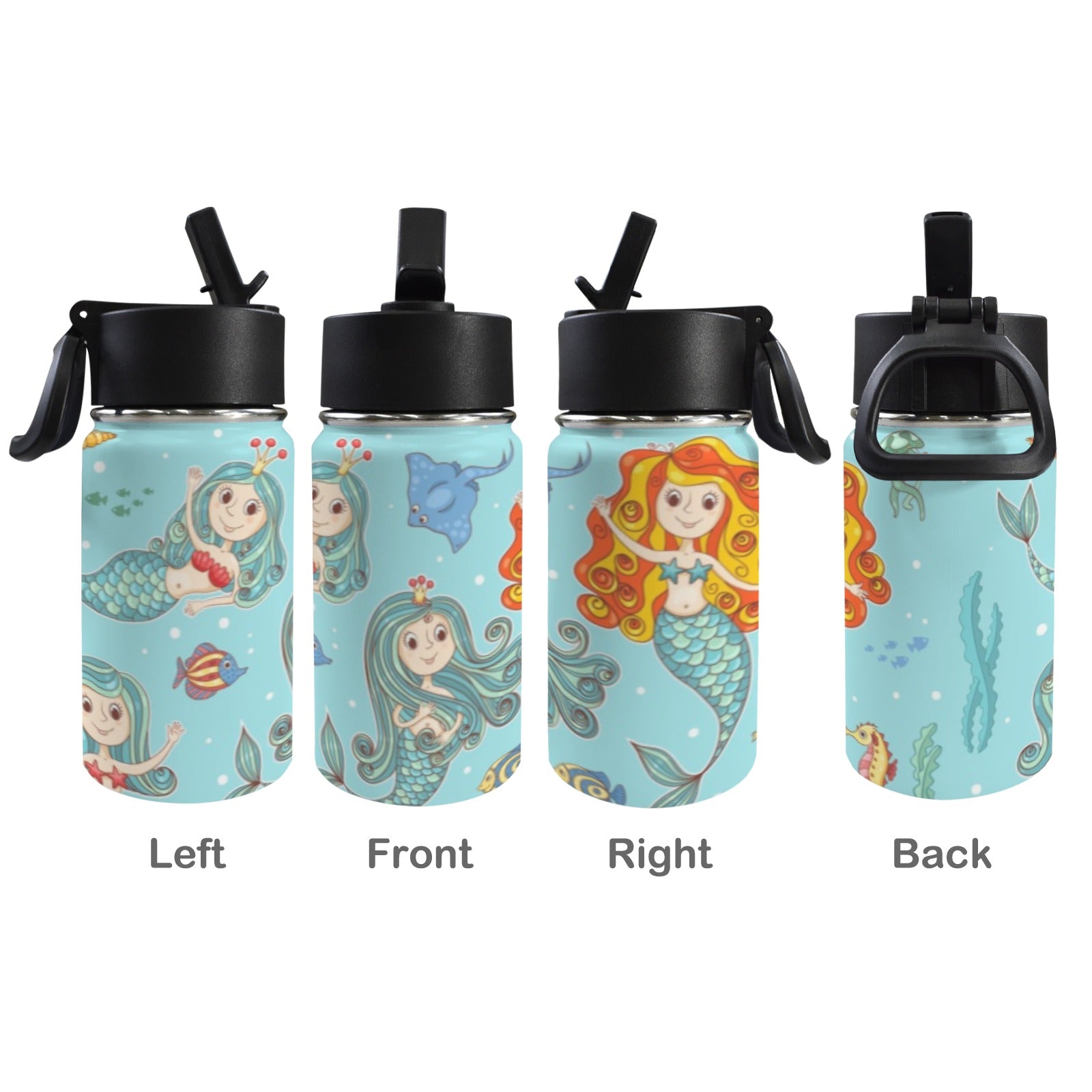 Mermaids 12oz Kids Water Bottle with Straw Lid