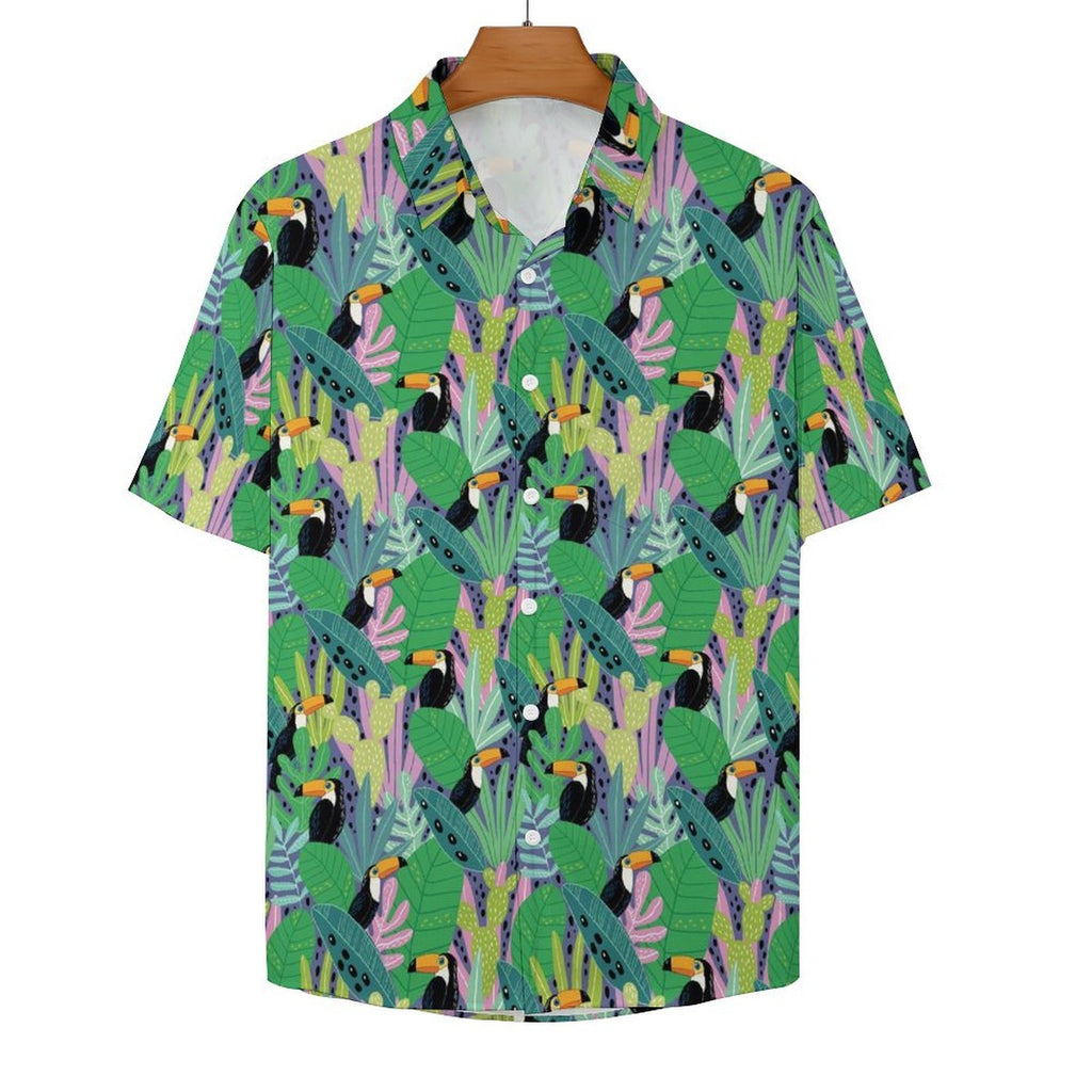 Bright Toucan Women's Short-Sleeve Button Up Shirt Women's Short-Sleeve Button Up Shirt animal Printed Offshore