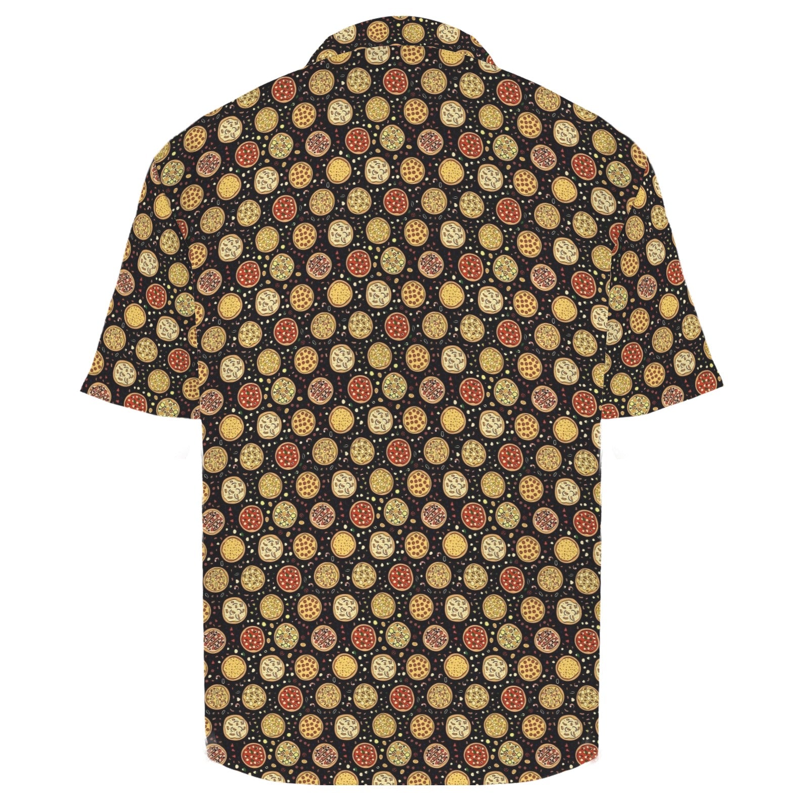 Round Pizzas On Black Men's Crinkle Hawaiian Shirt