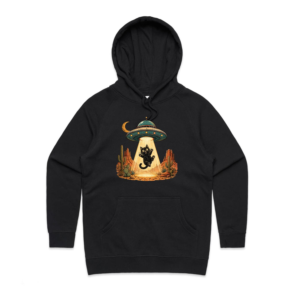 Black Cat Alien UFO Abduction Women's AS Colour Hoodie