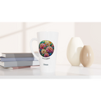 Stained Glass Birth Month Flowers - White Latte 17oz Ceramic Mug Personalised Latte Mug customise Globally Fulfilled Name Plants