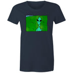Alien Backing Into Hedge Meme - Womens T-shirt Navy Womens T-shirt Printed In Australia Sci Fi