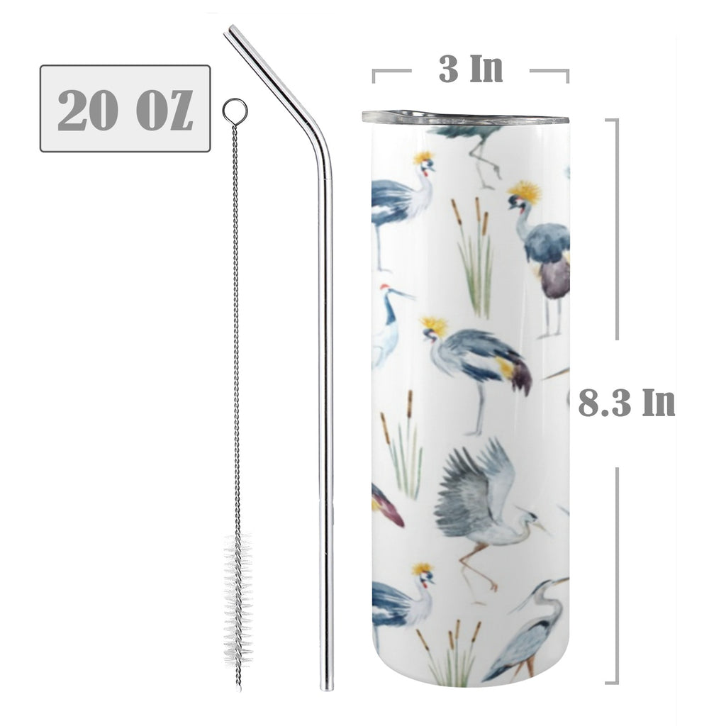 Crane Birds 20oz Tall Skinny Tumbler with Lid and Straw