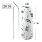Crane Birds 20oz Tall Skinny Tumbler with Lid and Straw