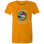 Save Earth, It's The Only Planet With Cake - Womens T-shirt Orange Womens T-shirt Environment Food Printed In Australia