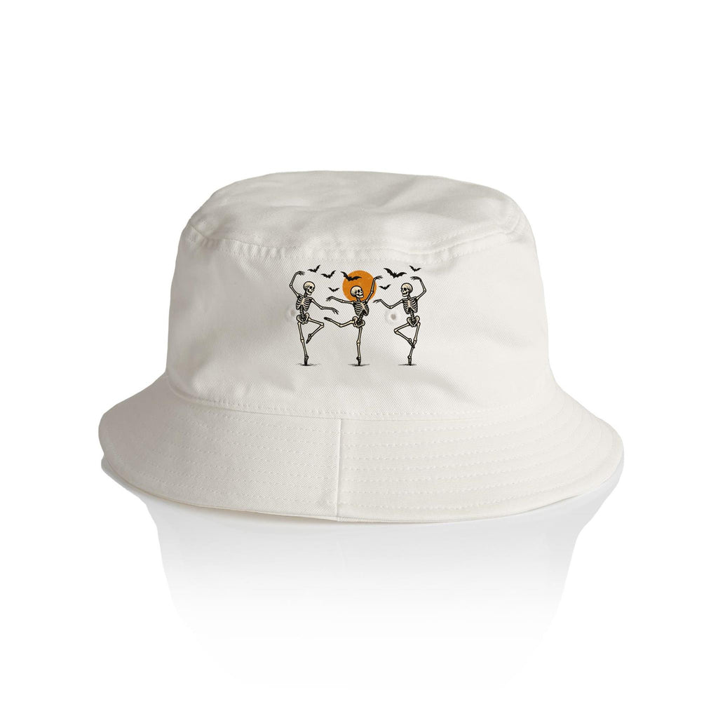 Skeleton Dance - AS Colour Bucket Hat Ecru One Size As Colour Bucket Hat Halloween Printed In Australia