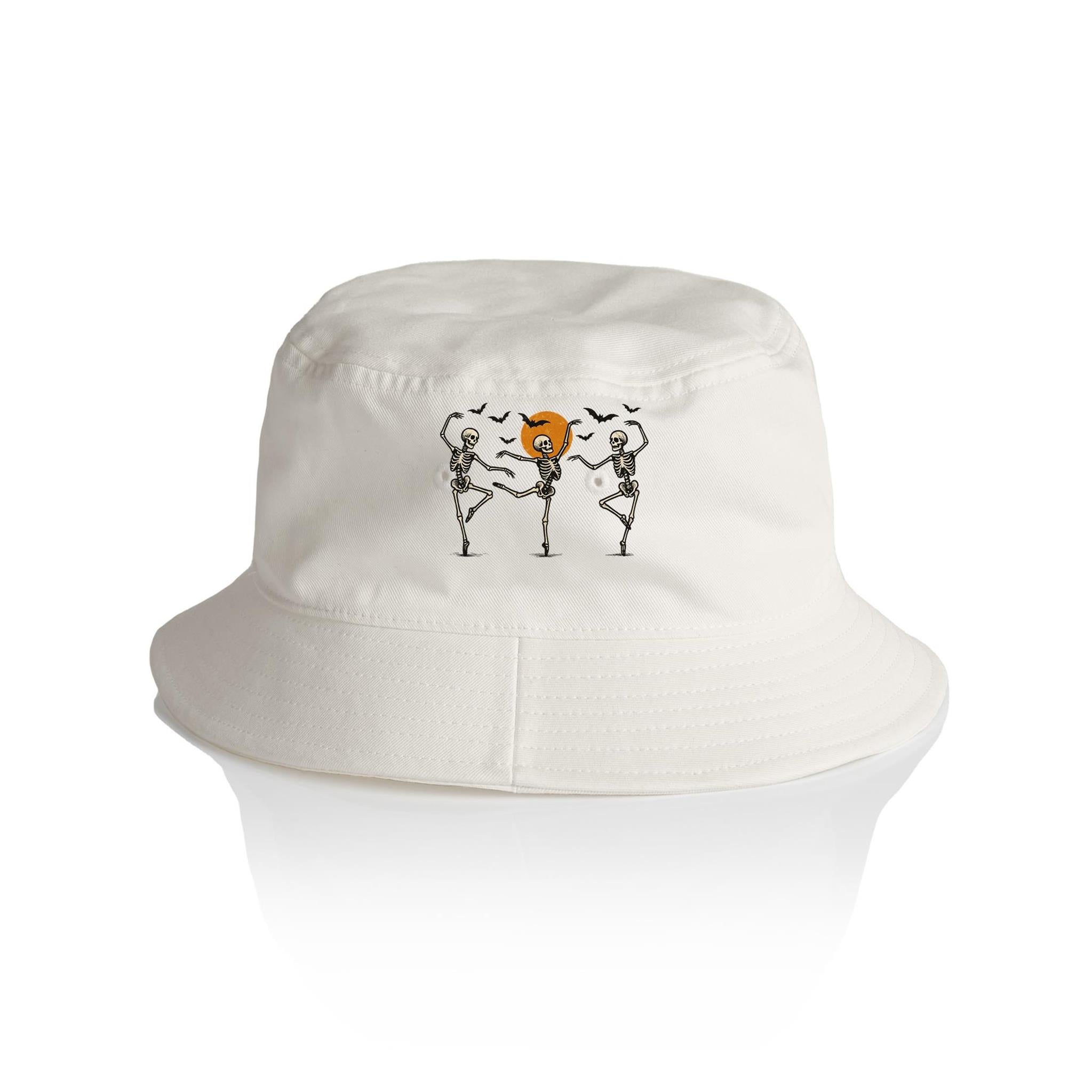 Skeleton Dance - AS Colour Bucket Hat Ecru One Size As Colour Bucket Hat Halloween Printed In Australia