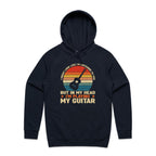 In My Head I'm Playing My Guitar - Mens Hoodie Navy Mens Hoodie Music Printed In Australia