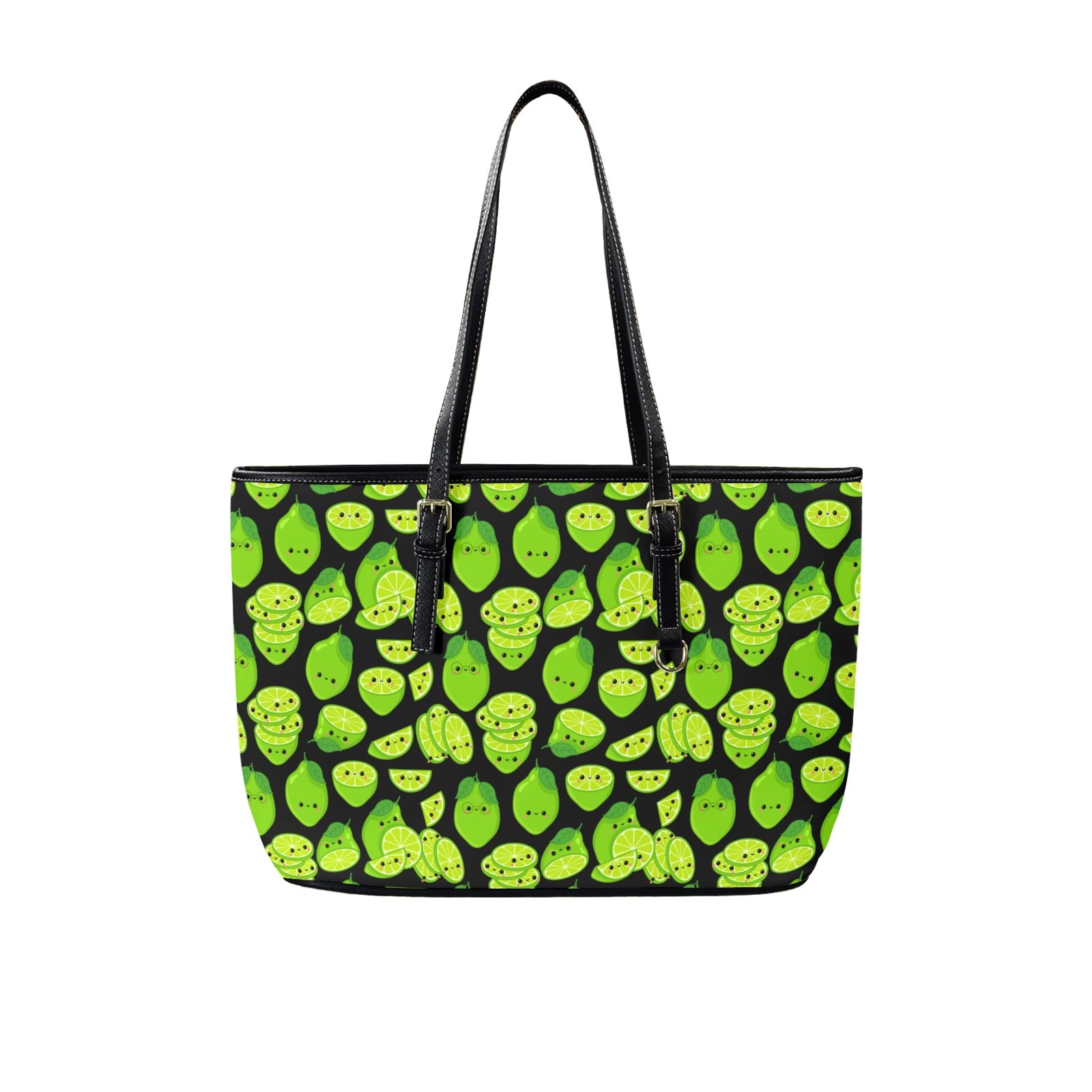 Cute Limes - Leather Tote Bag-Large