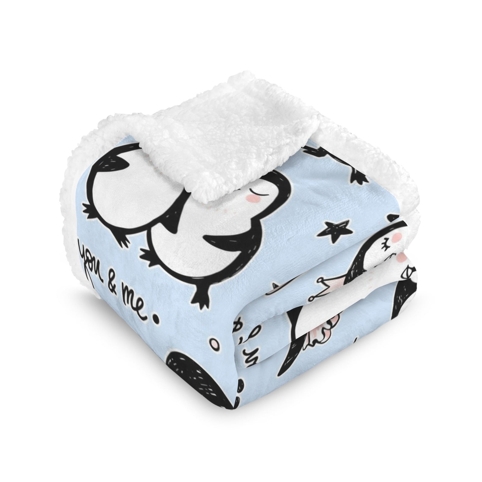 Penguin Love - Double-Layer Fleece Blanket 51"x59"