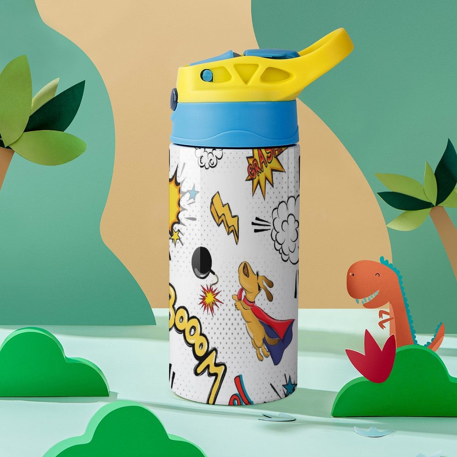 Super Dog - Little Kids Water Bottle Little Kids Water Bottle animal comic Printed Offshore