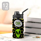Alien OK - Kids Water Bottle with Chug Lid (12 oz) Kids Water Bottle with Chug Lid Printed Offshore Sci Fi