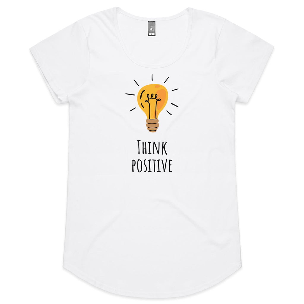 Think Positive - Womens Scoop Neck T-Shirt White Womens Scoop Neck T-shirt Positivity Printed In Australia