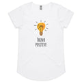 Think Positive - Womens Scoop Neck T-Shirt White Womens Scoop Neck T-shirt Positivity Printed In Australia