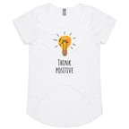 Think Positive - Womens Scoop Neck T-Shirt White Womens Scoop Neck T-shirt Positivity Printed In Australia