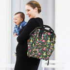 Bright Floral And Leaves Multi-Function Backpack, Nappy / Diaper Bag Multi-function Backpack, Nappy / Diaper Bag Plants Printed Offshore