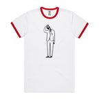 Coffee Brain - Staple Ringer Tee White Red Ringer T-Shirt Coffee Printed In Australia