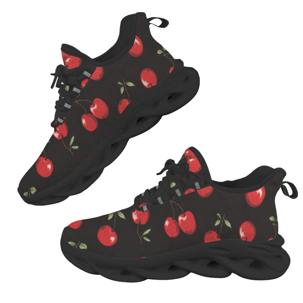 Cherries On Black Women's Twisted Sole Sneakers