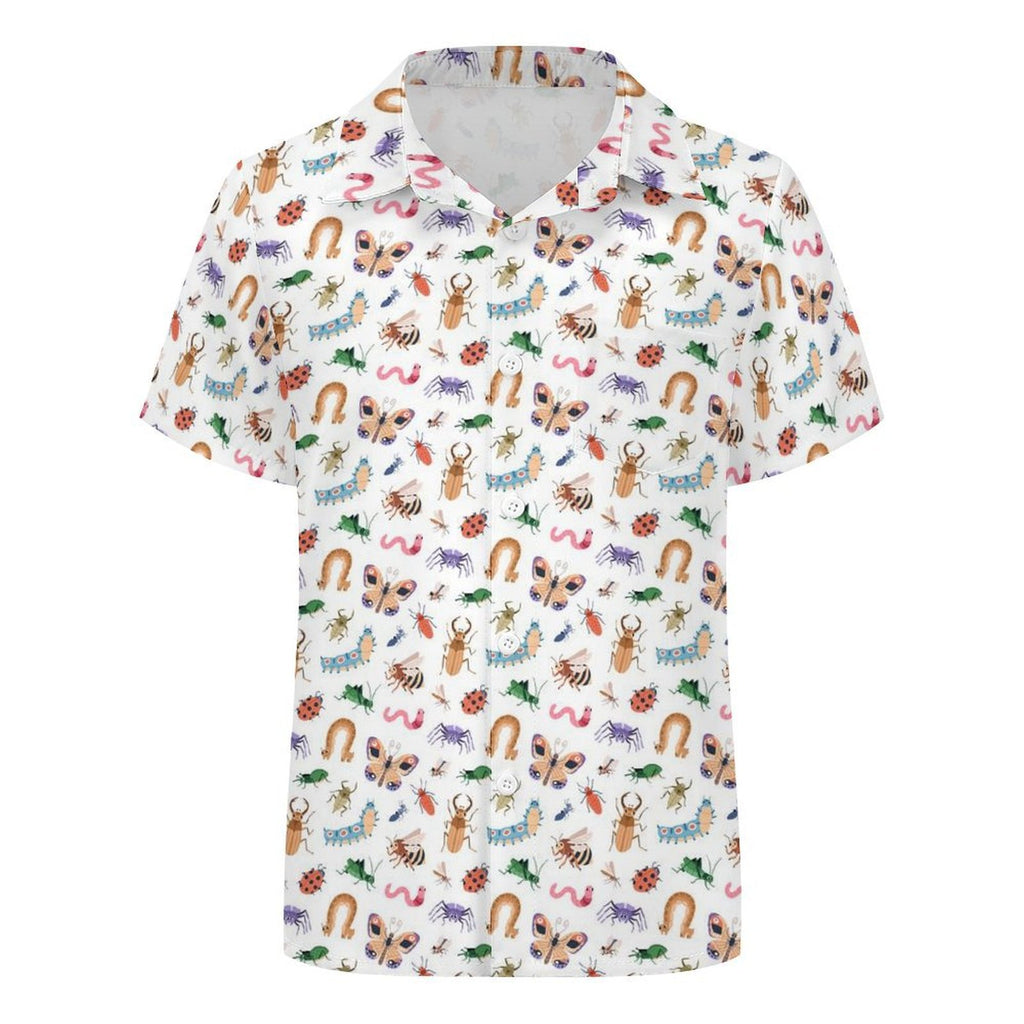 Cute Bugs Kids Youth Short Sleeve Button Up Shirt