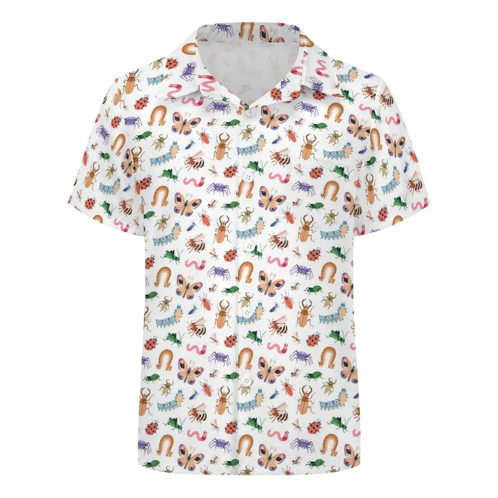 Cute Bugs Kids Youth Short Sleeve Button Up Shirt