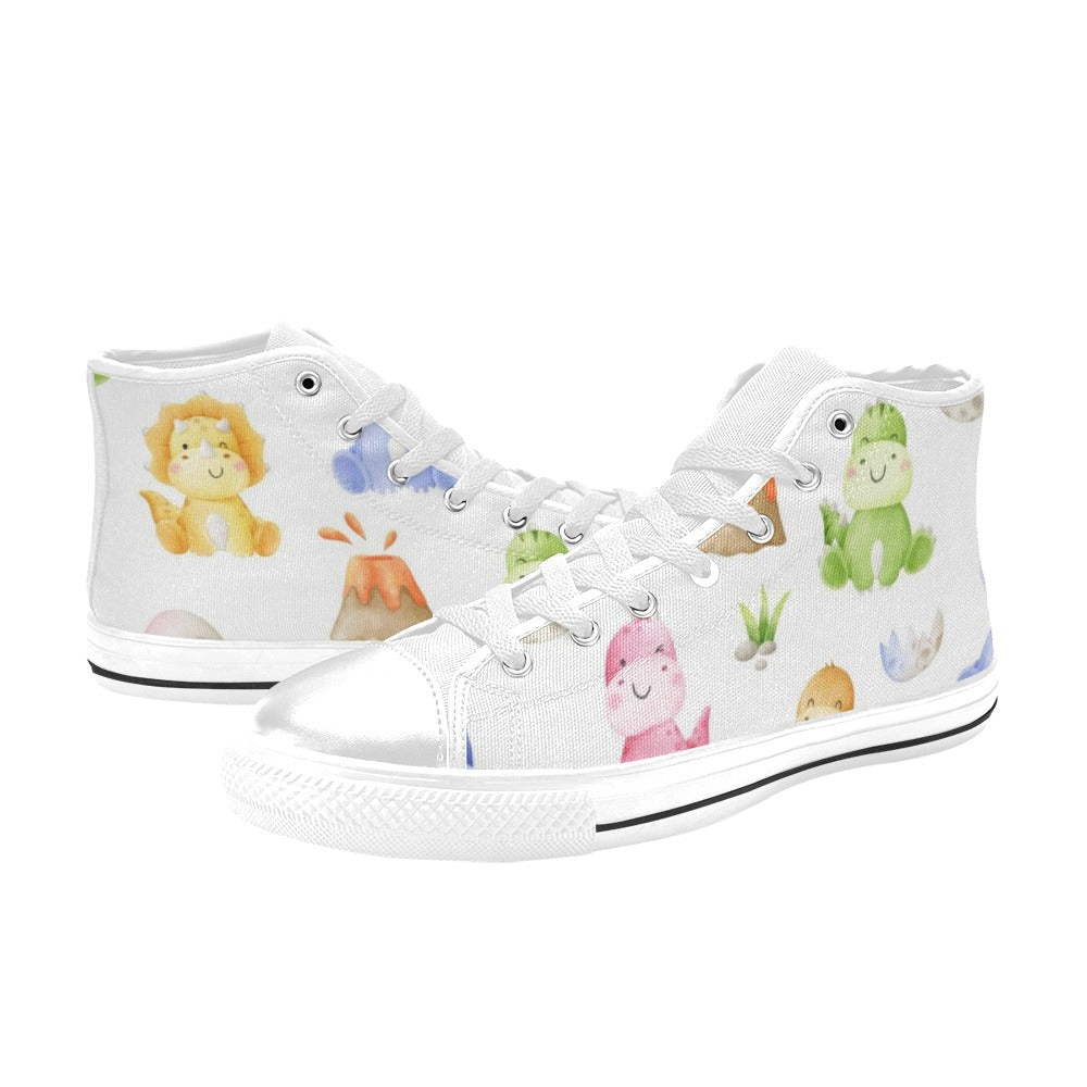 Hatching Dinosaurs - Kids High Top Canvas Shoes